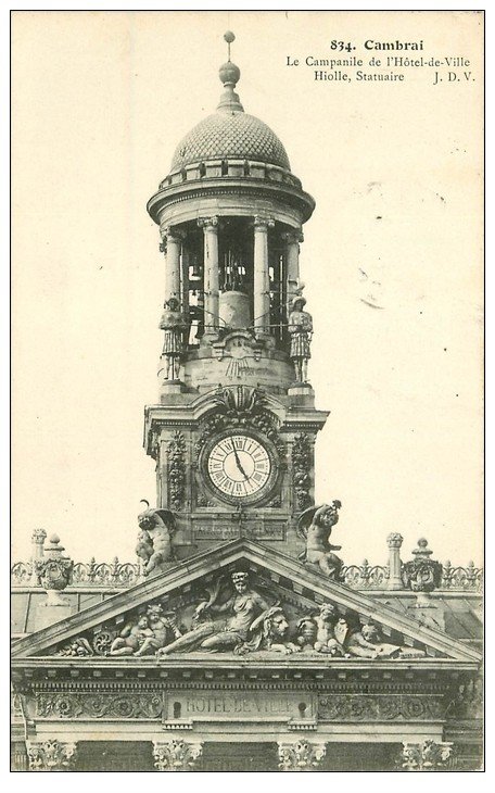 carte postale ancienne 59 CAMBRAI. Campanile Hôtel de Ville 1909