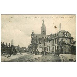 carte postale ancienne 59 CAMBRAI. Hôtel des Postes et Cathédrale 1919