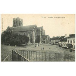 carte postale ancienne 59 CASSEL. Eglise et Estaminet vers 1904