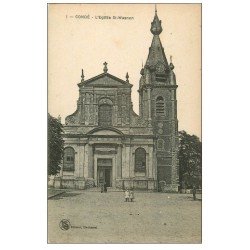 carte postale ancienne 59 CONDE. Eglise Saint-Wasnon animation