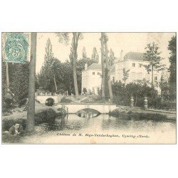 carte postale ancienne 59 CYSOING. Château de Bigo-Vanderhaghen 1905 personnage allongé dans l'herbe