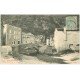 carte postale ancienne 11 MAS-CABARDES. Vieux Pont dans le Village 1906. Hôtel Café de la Paix et Pharmacie