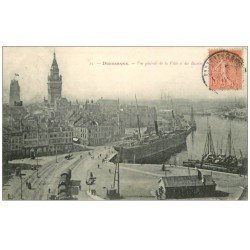 carte postale ancienne 59 DUNKERQUE. Lot 5 Cpa. Bassin, Place Jean-Bart, Eglise, Défense Mobile et Kiosque Parc de la Marine