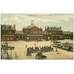 59 DUNKERQUE. Lot 5 Cpa. Place et Gare, Choeur Eglise, Bateau de Pêche, Petite Chapelle Notre-Dame des Dunes