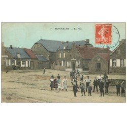 carte postale ancienne 59 HONNECHY. La Place 1912 Estaminet Guyot Delvalle