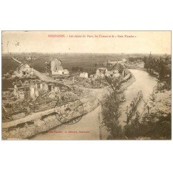 carte postale ancienne 59 HOUPLINES. Ruines Pont, Ecluses et le Petit Flandre 1923