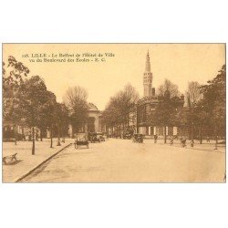 carte postale ancienne 59 LILLE. Beffroi Hôtel de Ville Boulevard des Ecoles