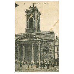 carte postale ancienne 59 MAUBEUGE. L'Eglise animée 1919