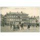 carte postale ancienne 59 MAUBEUGE. Place d'Armes 1919 Banque et Bonneterie