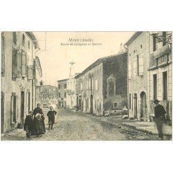 carte postale ancienne 11 MOUX. Mairie Route de Lézignan 1906
