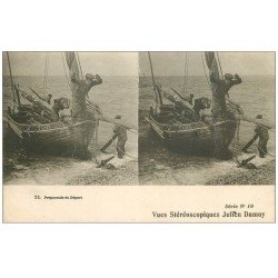 Préparatifs de Départ pour la Pêche. Barque et Pêcheurs
