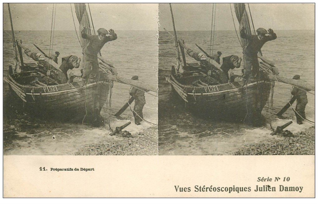Préparatifs de Départ pour la Pêche. Barque et Pêcheurs