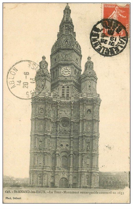 carte postale ancienne 59 SAINT-AMAND-LES-EAUX. La Tour 1913