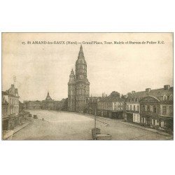 carte postale ancienne 59 SAINT-AMAND-LES-EAUX. Tour Mairie et Bureau de Police Grand'Place 1944
