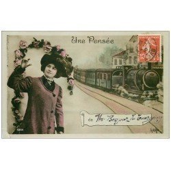 carte postale ancienne 59 TOURCOING. Montage avec Train 1910. Carte émaillographie