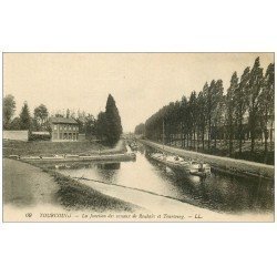 carte postale ancienne 59 TOURCOING. Péniches jonction des canaux Roubaix et Tourcoing