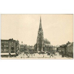 carte postale ancienne 59 TOURCOING. Place République Eglise Saint-Christophe
