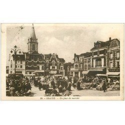 carte postale ancienne 02 CHAUNY. Jour de Marché 1936