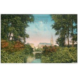 carte postale ancienne 59 VALENCIENNES. Eglise Notre-Dame vue du Jardin Public 1935