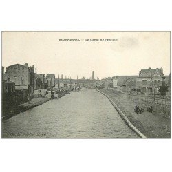 carte postale ancienne 59 VALENCIENNES. Péniches Canal de l'Escaut