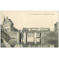 carte postale ancienne 59 VALENCIENNES. Petit Train Tramway sur le Pont Jacob