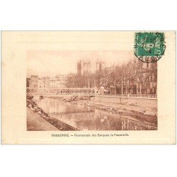 carte postale ancienne 11 NARBONNE. Promenade des Barques, la Passerelle 1914