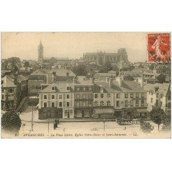 carte postale ancienne 50 AVRANCHES. Eglise Place Littré 1918
