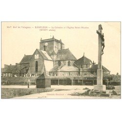 carte postale ancienne 50 BARFLEUR. Eglise Saint-Nicolas et Calvaire