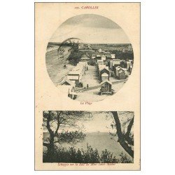 carte postale ancienne 50 CAROLLES. La Plage et Echappée Baie Mont Saint-Michel 1922