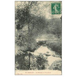 carte postale ancienne 50 CAROLLES. Le Ruisseau au Pont Harel 1914
