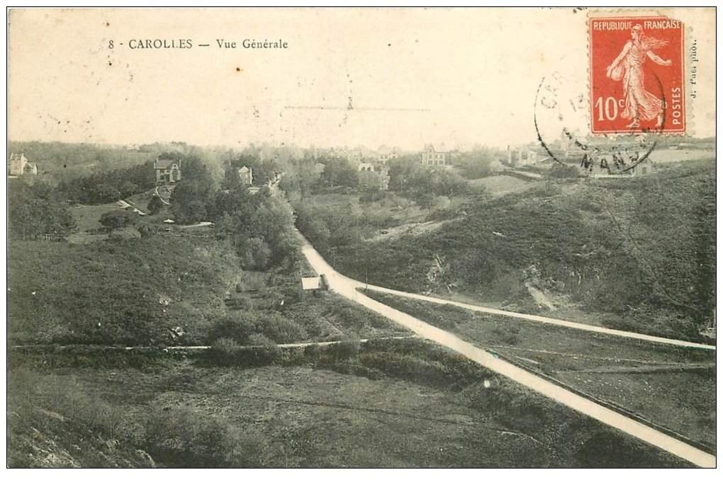 carte postale ancienne 50 CAROLLES. Vue générale 1911
