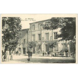 carte postale ancienne 11 NEVIAN. Place et Mairie et Bureau des Postes