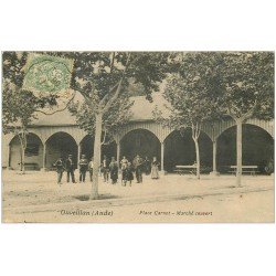 carte postale ancienne 11 OUVEILLAN. Marché Couvert Place Carnot 1906