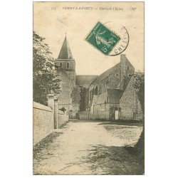 carte postale ancienne 50 CERISY-LA-FORET. Entrée de l'Eglise 1910. Verso moyen...