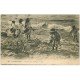 carte postale ancienne 50 CHERBOURG. Châteaux de sable par Enfants sur la Plage 1917