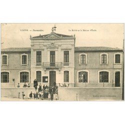 carte postale ancienne 11 PENNAUTIER. Mairie et Maison d'Ecole 1906