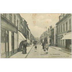 carte postale ancienne 02 CHAUNY. Le Faubourg 1918.