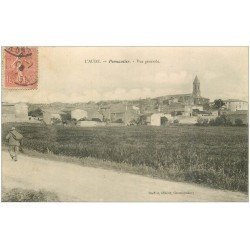 carte postale ancienne 11 PENNAUTIER. Vue générale 1906 avec marcheur