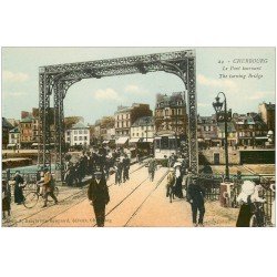 carte postale ancienne 50 CHERBOURG. Le Pont Tournant Tramway