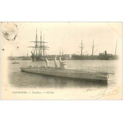 carte postale ancienne 50 CHERBOURG. Navire Torpilleur 1902