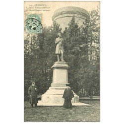 carte postale ancienne 50 CHERBOURG. Statue Emmanuel Liais par Marcel Jacques 1906 avec Gardien de Square