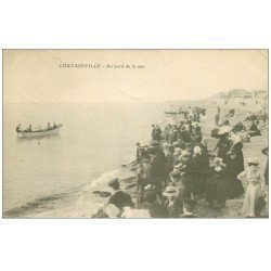 carte postale ancienne 50 COUTAINVILLE. Bord de Mer 1913. Ecriture croisée