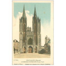 carte postale ancienne 50 COUTANCES. Cathédrale. Avec descriptif au verso