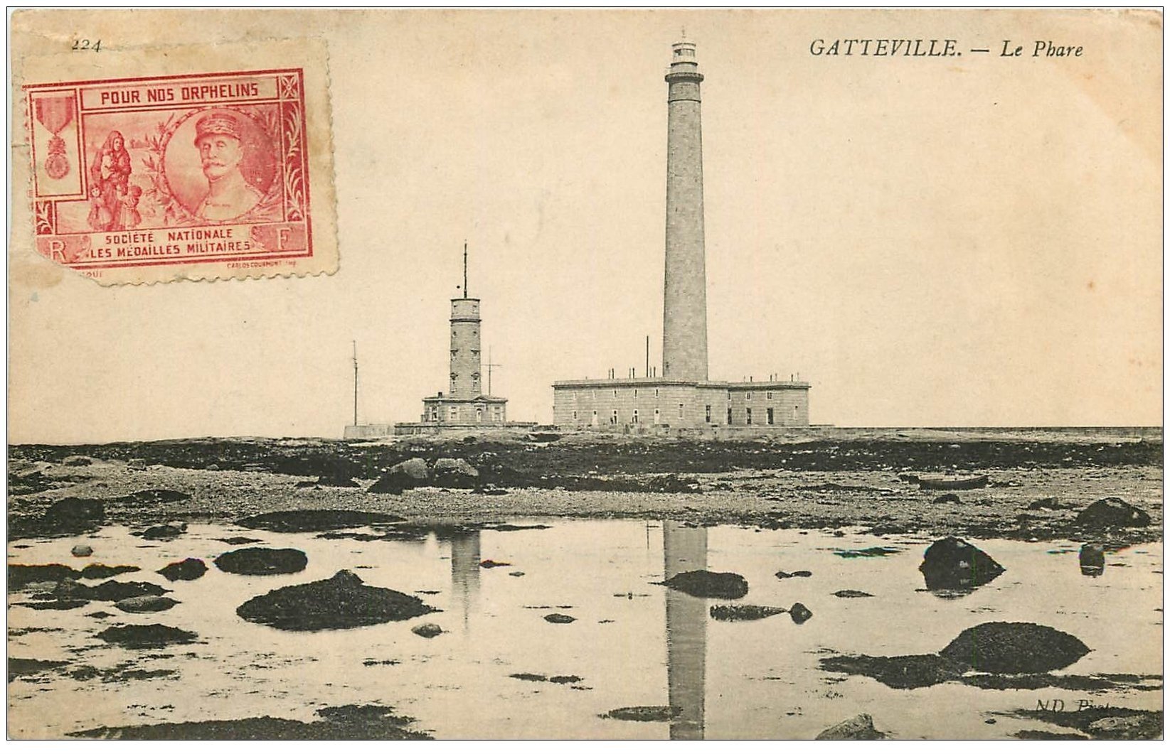 carte postale ancienne 50 GATTEVILLE. Le Phare 1906