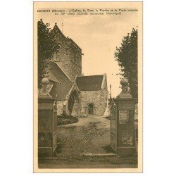 carte postale ancienne 50 GENETS. Eglise. Tour, Porche et Porte