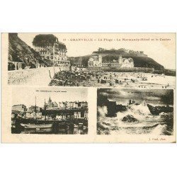 carte postale ancienne 50 GRANVILLE. Plage, Normandy-Hôtel et Casino 1924