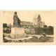 carte postale ancienne 50 GREVILLE. Eglise et Statue Millet animation