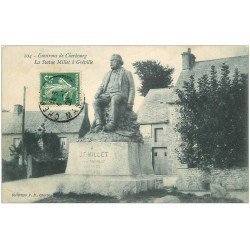 carte postale ancienne 50 GREVILLE. Statue Millet 1909