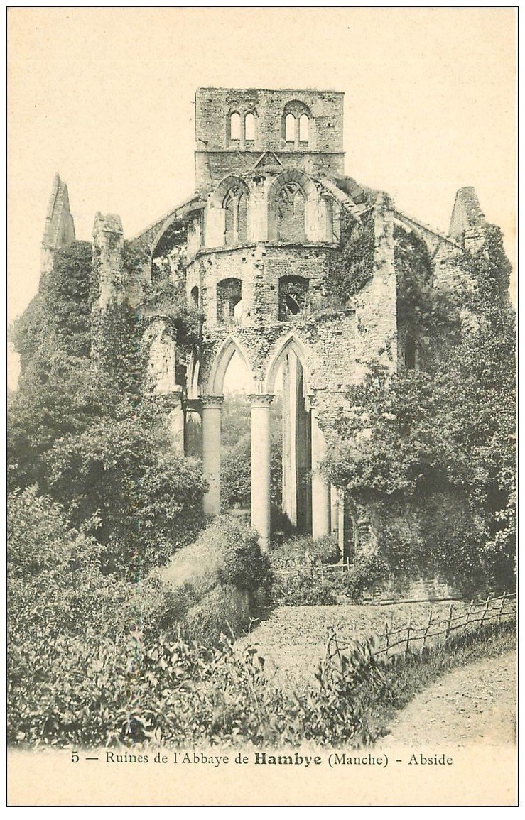 carte postale ancienne 50 HAMBYE. Ruines Abbaye Abside 5