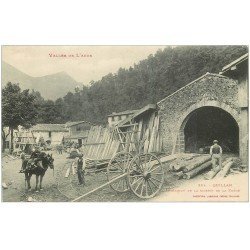 carte postale ancienne 11 QUILLAN. Scierie de la Forge. ouvriers et Cheval